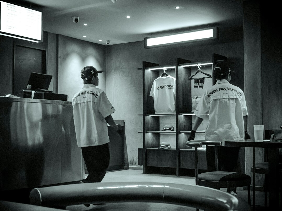store detective watching security camera